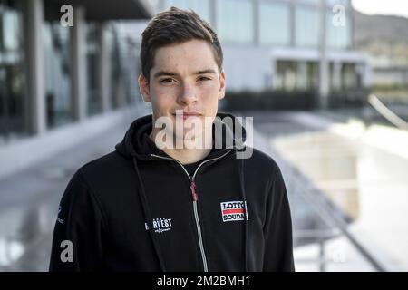 Remy Mertz belga di Lotto Soudal nella foto durante la tappa della squadra ciclistica Lotto-Soudal a Maiorca, in vista della nuova stagione ciclistica, sabato 16 dicembre 2017. FOTO DI BELGA DIRK WAEM Foto Stock