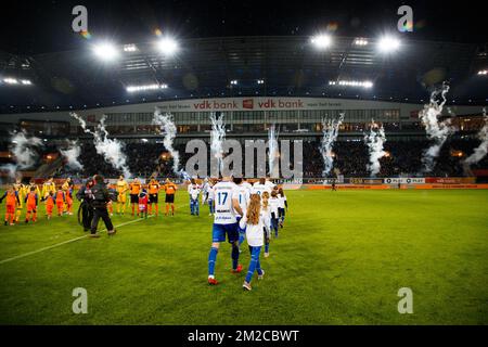 Gent's players pictured ahead of the Jupiler Pro League match between KAA Gent and Sporting Lokeren, in Gent, Sunday 21 January 2018, on the day 22 of the Jupiler Pro League, the Belgian soccer championship season 2017-2018. BELGA PHOTO KURT DESPLENTER Stock Photo