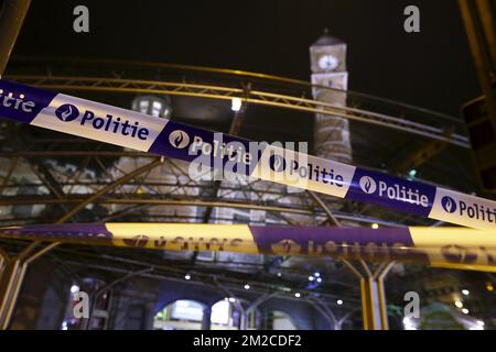 L'illustrazione mostra la scena di un incidente di tiro alla stazione ferroviaria di Gand Sint-Pieters, a Gand, martedì 23 gennaio 2018. La polizia ha sparato a un uomo che si diceva portasse un coltello. FOTO DI BELGA NICOLAS MAETERLINCK Foto Stock