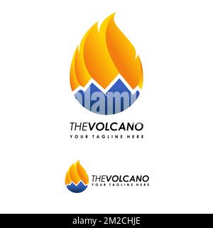 montagna e fuoco o fiamma forma immagine grafica icona logo disegno astratto concetto vettore stock. Può essere utilizzato come simbolo relativo all'avventura o al vulcano Illustrazione Vettoriale