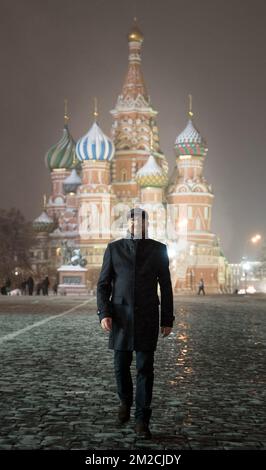 Il primo ministro belga Charles Michel ha fatto un'immagine in Piazza Rossa nel primo giorno di una visita a Mosca, in Russia, lunedì 29 gennaio 2018. Il primo ministro belga è in visita di tre giorni in Russia. BELGA FOTO BENOIT DOPPAGNE Foto Stock