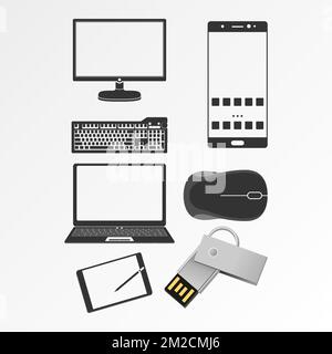computer e handphone apparecchiatura immagine grafica icona logo disegno astratto concetto vettore stock. Può essere utilizzato come simbolo associato a Internet tecnologico Illustrazione Vettoriale