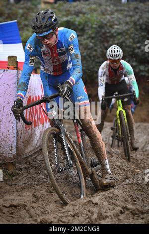 Czech Tomas Kopecky pictured in action during the Junior men race at the UCI world championships cyclocross cycling, Saturday 03 February 2018 in Valkenburg, The Netherlands. BELGA PHOTO DAVID STOCKMAN Stock Photo