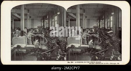 Un angolo nella sala stampa , dipendenti, Mail-Order Business, stampanti, Stampa, Sears, Roebuck e Company Foto Stock