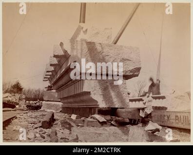 Pietra di cornicione a Milford Quarry, costruzione del McKim Building, cave di granito, biblioteche pubbliche, cornici, Boston Public Library Foto Stock