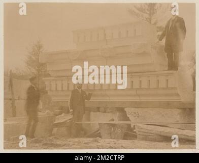 Pietra di cornicione a Milford Quarry, costruzione del McKim Building, cave di granito, biblioteche pubbliche, cornici, Boston Public Library Foto Stock