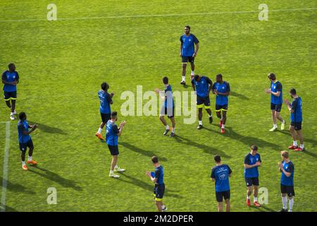 Renato Neto e i giocatori di Gent hanno illustrato all'inizio del secondo giorno del campo di allenamento della squadra di calcio belga KAA Gent, a Torrevieja, Spagna, mercoledì 14 marzo 2018. La squadra si sta preparando per il Play-off 1 del campionato di calcio belga. FOTO DI BELGA JASPER JACOBS Foto Stock