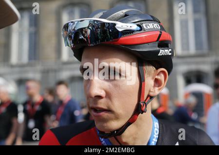 Belgian Dylan Teuns of BMC Racing Team pictured at the 104th edition of the Liege-Bastogne-Liege one day cycling race, Sunday 22 April 2018, 258 km, in Liege. BELGA PHOTO YUZURU SUNADA  Stock Photo