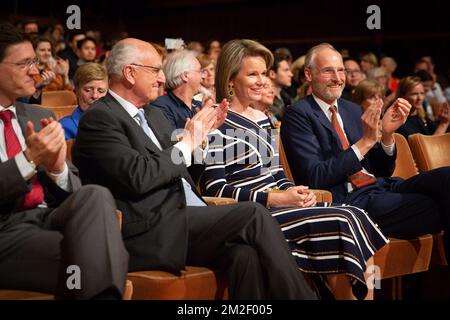 La regina Mathilde del Belgio ha ritratto durante le semifinali del Concorso Queen Elisabeth per la voce 2018 al Flagey di Bruxelles, sabato 05 maggio 2018. FOTO DI BELGA JAMES ARTHUR GEKIERE Foto Stock