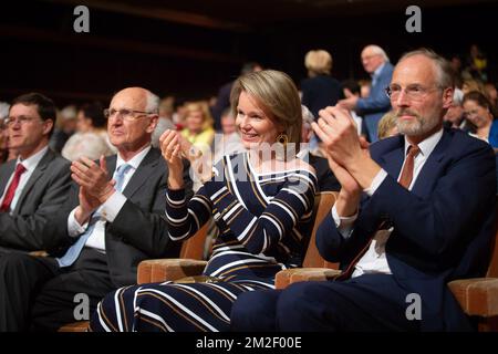 La regina Mathilde del Belgio ha ritratto durante le semifinali del Concorso Queen Elisabeth per la voce 2018 al Flagey di Bruxelles, sabato 05 maggio 2018. FOTO DI BELGA JAMES ARTHUR GEKIERE Foto Stock