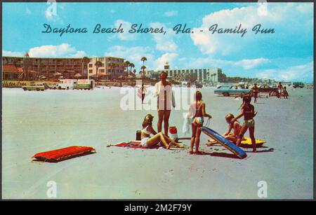 Daytona Beach Shores, Fla. - Divertimento per tutta la famiglia, spiagge, Tichnor Brothers Collection, cartoline degli Stati Uniti Foto Stock