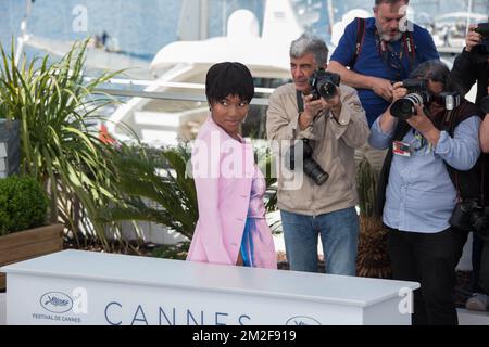 Model Damaris Lewis attends the photocall for the 'BlacKkKlansman' during the 71st annual Cannes Film Festival at Palais des Festivals | Model Damaris Lewis assiste à la photocall de 'BlacKkkKlansman' lors du 71ème Festival de Cannes au Palais des Festivals. 15/05/2018 Stock Photo