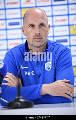 Philippe Clement, allenatore capo di Genk, ha illustrato nel corso di una conferenza stampa della prima squadra di calcio belga KRC Genk, giovedì 24 maggio 2018 a Genk. FOTO DI BELGA YORICK JANSENS Foto Stock