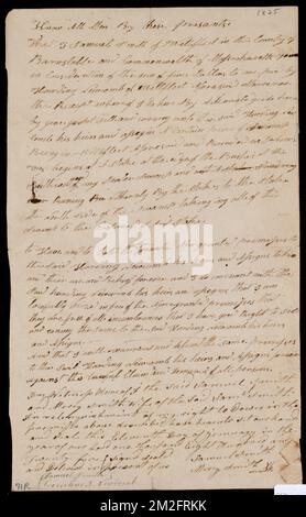 Deed of property in Wellfleet sold to Harding Newcomb of Wellfleet by Samuel Smith of Wellfleet ,. Stanley Smith Deed Collection Stock Photo