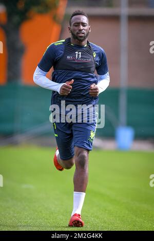 Yohan Boli di STVV nella foto durante la prima sessione di allenamento della stagione 2018-2019 del team di Jupiler Pro League Sint-Truidense V.V., mercoledì 20 giugno 2018 a Sint-Truiden. BELGA FOTO LUC CLAESSEN Foto Stock