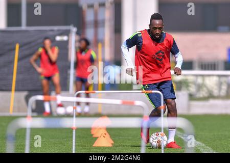 Yohan Boli di STVV nella foto durante la prima sessione di allenamento della stagione 2018-2019 del team di Jupiler Pro League Sint-Truidense V.V., mercoledì 20 giugno 2018 a Sint-Truiden. BELGA FOTO LUC CLAESSEN Foto Stock