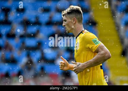 Belgium's Thomas Meunier pictured at the second game of Belgian national soccer team the Red Devils against Tunisia national team in the Spartak stadium, in Moscow, Russia, Saturday 23 June 2018. Belgium won its first group phase game. BELGA PHOTO DIRK WAEM Stock Photo