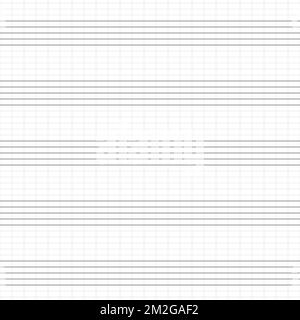 Music blank note stave pattern senza giunture. Foglio bianco di carta per musica classica per la scuola. Nota griglia delle righe del libro per melodia e canzoni. Illustrazione vettoriale Illustrazione Vettoriale