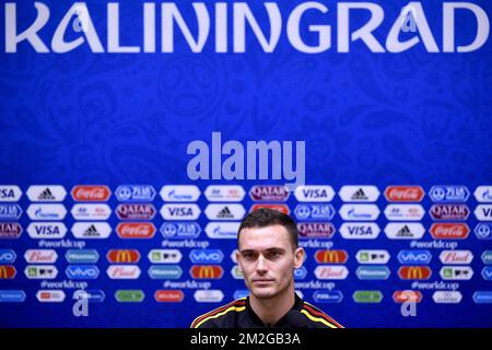 Thomas Vermaelen, in Belgio, ha illustrato nel corso di una conferenza stampa della nazionale belga di calcio i Red Devils nello stadio di Kaliningrad, a Kaliningrad, in Russia, mercoledì 27 giugno 2018. La squadra giocherà domani la terza partita contro l'Inghilterra nella fase di gruppo della Coppa del mondo FIFA 2018. FOTO DI BELGA DIRK WAEM Foto Stock