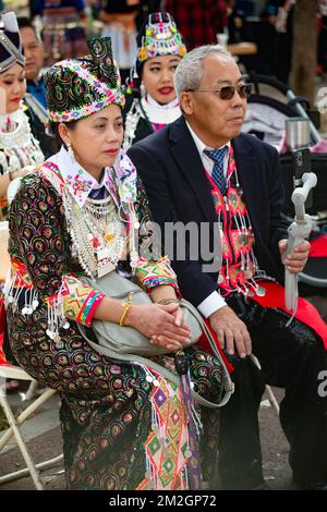 Festa di Capodanno Hmong al Parco El Dorado a Long Beach, California Foto Stock