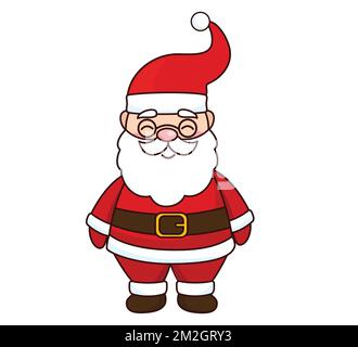 Illustrazione del cartone animato di Babbo Natale isolata su sfondo bianco. Vettore di caratteri Babbo Natale. Illustrazione Vettoriale