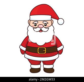 Illustrazione del cartone animato di Babbo Natale isolata su sfondo bianco. Vettore di caratteri Babbo Natale. Illustrazione Vettoriale