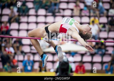 Sarah Lagger è stato raffigurato in azione durante il terzo giorno dei Campionati mondiali di atletica IAAF U20 a Tampere, Finlandia, giovedì 12 luglio 2018. I U20 Mondi si svolgono dal 10 al 15 luglio 2018. FOTO DI BELGA JASPER JACOBS Foto Stock