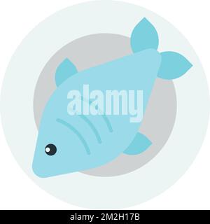 pesce bollito e piatti illustrazione in stile minimal isolato sullo sfondo Illustrazione Vettoriale