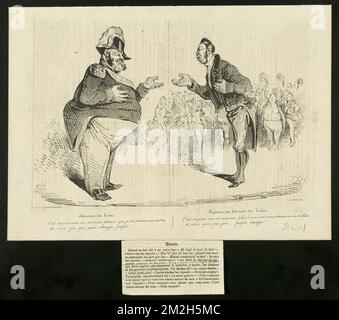 Discours du trone , Re, funzionari di gabinetto, politici, Louis Philippe, Re dei francesi, 1773-1850, Dupin, M. André-Marie-Jean-Jacques, 1783-1865. Honoré Daumier (1808-1879). Litografie Foto Stock