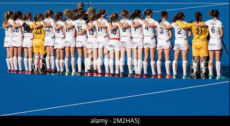 Immagine scattata durante la partita tra Giappone e Belgio nel gruppo D alla Coppa del mondo di Hockey femminile, a Londra, Regno Unito, sabato 28 luglio 2018. La Coppa del mondo di Hockey femminile si svolge dal 21 luglio al 05 agosto presso il Lee Valley Hockey Centre di Londra. BELGA FOTO BENOIT DOPPAGNE Foto Stock