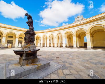 The fish market square (Piazza Mercato del Pesce) and its small fountain with Venus Anadyomenein Trapani, Sicily, Italy Stock Photo