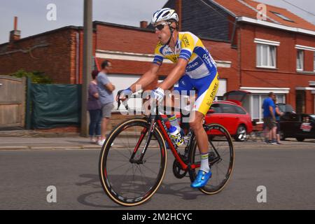 Il belga Preben Van Hecke dello Sport Vlaanderen-Baloise raffigurato in azione durante la quinta e ultima tappa del Tour De Wallonie, 187,5km da Huy a Waremme, mercoledì 01 agosto 2018. BELGA FOTO LUC CLAESSEN Foto Stock