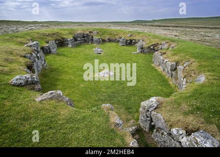 Stanydale Temple, Neolithic site on the Mainland, Shetland Islands, Scotland, UK | Stanydale Temple, site archéologique à Shetland, Ecosse 19/06/2018 Stock Photo