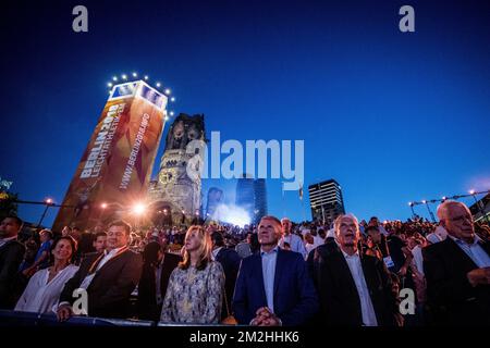 Immagine scattata durante la cerimonia di apertura dei Campionati europei di Atletica, a Berlino, Germania, lunedì 06 agosto 2018. I campionati europei di atletica si tengono a Berlino dal 07 al 12 agosto. FOTO DI BELGA JASPER JACOBS Foto Stock