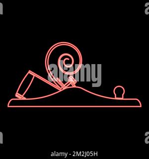 Piano al neon con metallo e legno da barba piano di Joiner rosso colore vettore immagine immagine piatta luce stile piatto Illustrazione Vettoriale