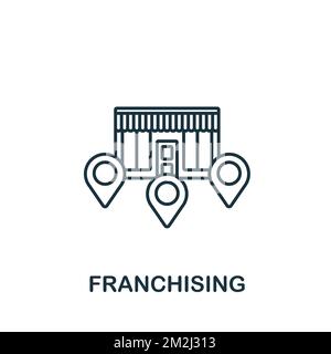 Icona franchising. Icona monocromatica Simple Global Business per modelli, web design e infografiche Illustrazione Vettoriale