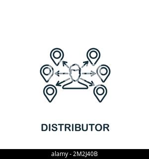 Icona distributore. Icona monocromatica Simple Global Business per modelli, web design e infografiche Illustrazione Vettoriale
