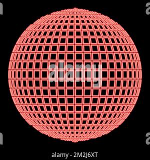 Neon disco ball Disco party concept Ball world concept Web idea red color vector illustration image flat style light Illustrazione Vettoriale