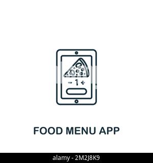 Icona dell'app Menu Food. Icona monocromatica Simple Food Delivery per modelli, web design e infografiche Illustrazione Vettoriale
