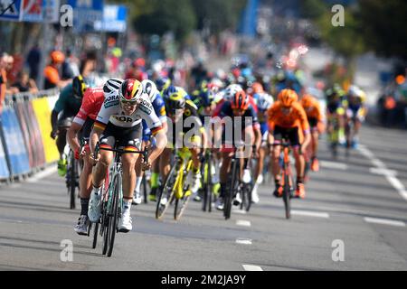 German Pascal Ackermann of Bora-Hansgrohe sprints for the finish of the 'Brussels Cycling Classic' cycling race, 201,4 km from and to Brussels, Saturday 01 September 2018. BELGA PHOTO DAVID STOCKMAN Stock Photo