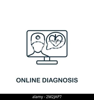 Icona Diagnosi online. Icona monocromatica Simple Healthcare per modelli, web design e infografiche Illustrazione Vettoriale