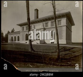 Distribution Department, Northern High Service Spot Pond Pumping Station, Stoneham, Mass., ca. 1901 , waterworks, pumping stations, construction completed Stock Photo