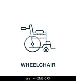 Icona sedia a rotelle. Icona monocromatica Simple Healthcare per modelli, web design e infografiche Illustrazione Vettoriale