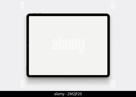 un tablet moderno sdraiato sul retro bianco Illustrazione Vettoriale