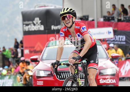 Simon Yates di Mitchelton - Scott ha illustrato alla 20th tappa della 'Vuelta a Espana', Tour della Spagna, 97,3km da Escaldes-Engordany a Sant-Julia de Loria, Spagna, sabato 15 settembre 2018. FOTO DI BELGA YUZURU SUNADA FRANCE OUT Foto Stock