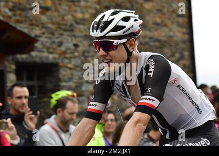 L'olandese Wilco Kelderman del Team Sunweb ha illustrato durante la 20th tappa della 'Vuelta a Espana', Tour della Spagna gara ciclistica, 97,3km da Escaldes-Engordany a Sant-Julia de Loria, Spagna, sabato 15 settembre 2018. FOTO DI BELGA YUZURU SUNADA FRANCE OUT Foto Stock