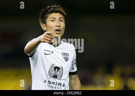 Yuta Toyokawa di Eupen ha mostrato durante la partita della Jupiler Pro League tra Waasland-Beveren ed Eupen, a Beveren, sabato 15 settembre 2018, il 7th° giorno della Jupiler Pro League, la stagione del campionato di calcio belga 2018-2019. BELGA FOTO KRISTOF VAN ACCOM Foto Stock