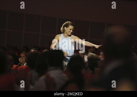 L'attrice Veerle Baetens ha raffigurato durante la cerimonia di premiazione degli ensors Flemish film premiazione il giorno di chiusura della 12th edizione del festival del cinema Oostende, sabato 15 settembre 2018. FOTO DI BELGA NICOLAS MAETERLINCK Foto Stock