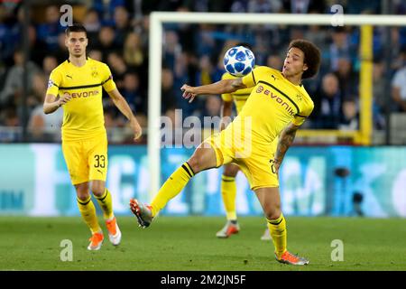 Axel Witsel di Dortmund ha mostrato in azione durante una partita tra la squadra di calcio belga Club Brugge KV e il club tedesco Borussia Dortmund, a Brugge, martedì 18 settembre 2018, giorno uno della UEFA Champions League, nel gruppo A. BELGA FOTO BRUNO FAHY Foto Stock