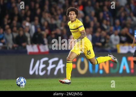 Axel Witsel di Dortmund ha mostrato in azione durante una partita tra la squadra di calcio belga Club Brugge KV e il club tedesco Borussia Dortmund, a Brugge, martedì 18 settembre 2018, giorno uno della UEFA Champions League, nel gruppo A. BELGA FOTO BRUNO FAHY Foto Stock